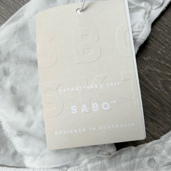 Sabo Skirt Ray Mini Dress Puff Sleeves Cut out Eyelet White Size Large - Picture 13 of 16